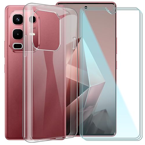 CAXKJE Handyhülle für Infinix Note 50 4G (6.78 Zoll) Silikon Hülle + [3 Stück] Gehärtetes Schutzfolie,Transparent Schutzhülle Bumper Case Handyhülle mit 9H Gehärtetes Glas Film - Transparent von CAXKJE