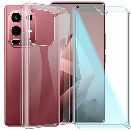 CAXKJE Handyhülle für Infinix Note 50 4G (6.78 Zoll) Silikon Hülle + [5 Stück] Gehärtetes Schutzfolie,Transparent Schutzhülle Bumper Case Handyhülle mit 9H Gehärtetes Glas Film - Transparent von CAXKJE