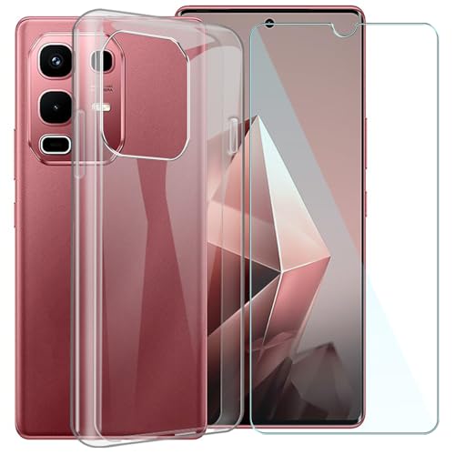 CAXKJE Handyhülle für Infinix Note 50 4G (6.78 Zoll) Silikon Hülle + Gehärtetes Schutzfolie,Transparent Weiche Schutzhülle Bumper Case Handyhülle mit 9H Gehärtetes Glas Film - TM von CAXKJE