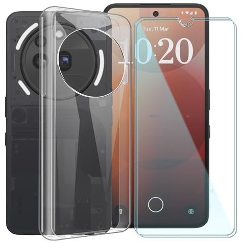 CAXKJE Handyhülle für Nothing Phone 3a Pro (6.77 Zoll) Silikon Hülle + [2 Stück] Gehärtetes Schutzfolie,Transparent Schutzhülle Bumper Case Handyhülle mit 9H Gehärtetes Glas Film - Transparent von CAXKJE
