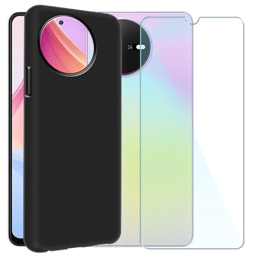 CAXKJE Handyhülle für TCL 60 (6.70 Zoll) Silikon Hülle + Gehärtetes Schutzfolie,Schwarz TPU Weiche Schutzhülle,Bumper Case Handyhülle mit 9H Gehärtetes Glas Film - TH von CAXKJE