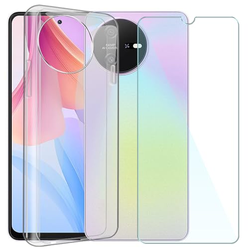 CAXKJE Handyhülle für TCL 60 (6.70 Zoll) Silikon Hülle + Gehärtetes Schutzfolie,Transparent Weiche Schutzhülle Bumper Case Handyhülle mit 9H Gehärtetes Glas Film - TM von CAXKJE