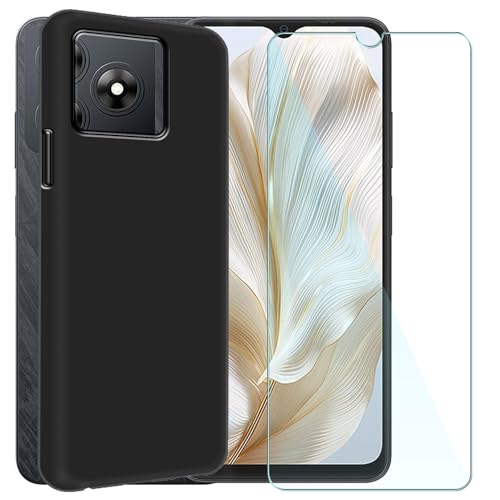 CAXKJE Handyhülle für Umidigi G100 (6.90 Zoll) Silikon Hülle + Gehärtetes Schutzfolie,Schwarz TPU Weiche Schutzhülle,Bumper Case Handyhülle mit 9H Gehärtetes Glas Film - TH von CAXKJE