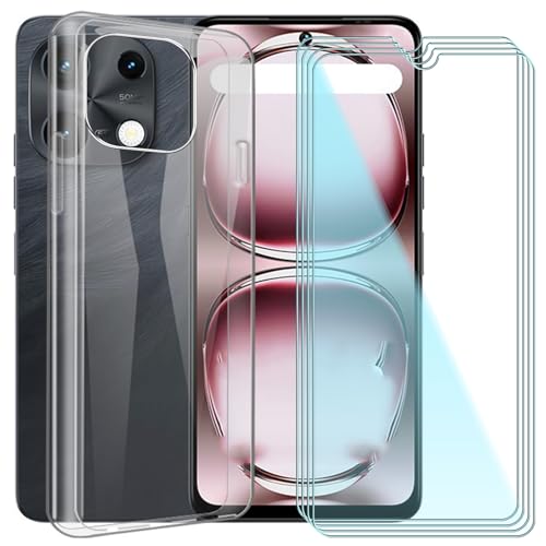 CAXKJE Handyhülle für Umidigi G9T (6.75 Zoll) Silikon Hülle + [4 Stück] Gehärtetes Schutzfolie,Transparent Schutzhülle Bumper Case Handyhülle mit 9H Gehärtetes Glas Film - Transparent von CAXKJE