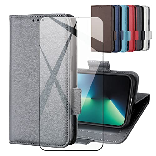 CAXKJE Lederhülle + Gehärtetes Schutzfolie für Oppo Find X8s,Leder Flip Case Brieftasche Etui Schutzhülle Handyhülle, 9H Gehärtetes Glas Film für Find X8s -LZW-Grey CAXKJE Lederhülle + Gehärtetes Schutzfolie für Oppo Find X8s,Leder Flip Case Brieftasche Etui Schutzhülle Handyhülle, 9H Gehärtetes Glas Film für Find X8s -LZW-Grey von CAXKJE