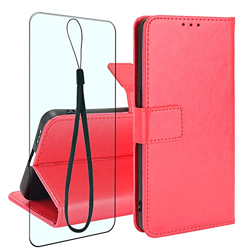 CAXKJE Lederhülle + Gehärtetes Schutzfolie für Realme 14,Leder Flip Case Brieftasche Etui Schutzhülle Handyhülle,9H Gehärtetes Glas Film für Realme 14 -FMW-Red CAXKJE Lederhülle + Gehärtetes Schutzfolie für Realme 14,Leder Flip Case Brieftasche Etui Schutzhülle Handyhülle,9H Gehärtetes Glas Film für Realme 14 -FMW-Red von CAXKJE