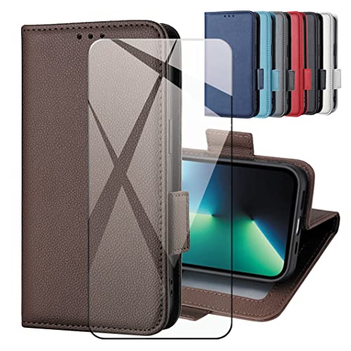 CAXKJE Lederhülle + Gehärtetes Schutzfolie für Redmi 14C,Leder Flip Case Brieftasche Etui Schutzhülle Handyhülle, 9H Gehärtetes Glas Film für 14C -LZW-Brown CAXKJE Lederhülle + Gehärtetes Schutzfolie für Redmi 14C,Leder Flip Case Brieftasche Etui Schutzhülle Handyhülle, 9H Gehärtetes Glas Film für 14C -LZW-Brown von CAXKJE