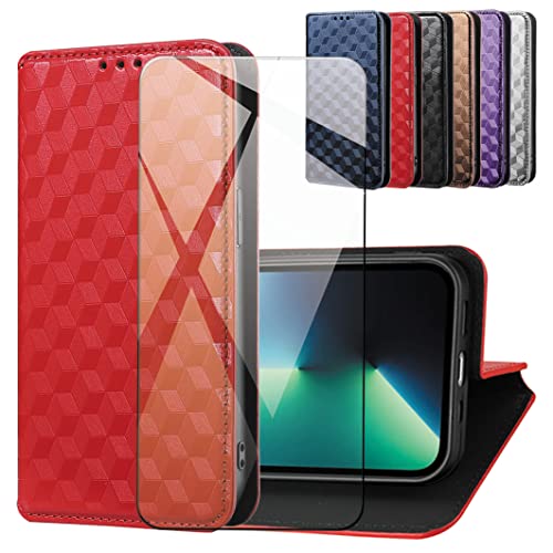 CAXKJE Lederhülle + Gehärtetes Schutzfolie für Redmi Note 14 Pro 4G,Leder Flip Case Brieftasche Etui Schutzhülle Handyhülle, 9H Gehärtetes Glas Film für Note 14 Pro 4G -LTW-Red CAXKJE Lederhülle + Gehärtetes Schutzfolie für Redmi Note 14 Pro 4G,Leder Flip Case Brieftasche Etui Schutzhülle Handyhülle, 9H Gehärtetes Glas Film für Note 14 Pro 4G -LTW-Red von CAXKJE