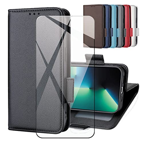 CAXKJE Lederhülle + Gehärtetes Schutzfolie für TCL 60R,Leder Flip Case Brieftasche Etui Schutzhülle Handyhülle, 9H Gehärtetes Glas Film für 60R -LZW-Black CAXKJE Lederhülle + Gehärtetes Schutzfolie für TCL 60R,Leder Flip Case Brieftasche Etui Schutzhülle Handyhülle, 9H Gehärtetes Glas Film für 60R -LZW-Black von CAXKJE