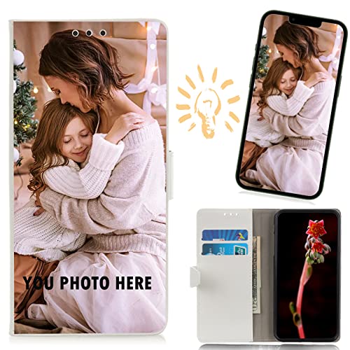 CAXKJE Lederhülle für Nokia G42 Personalisierte Handy Hülle,mit Eigenem Foto Bild Text Individuelle Schutzhülle,Leder Flip Case Schutzhülle Stoßfest Bumper Hülle - White von CAXKJE