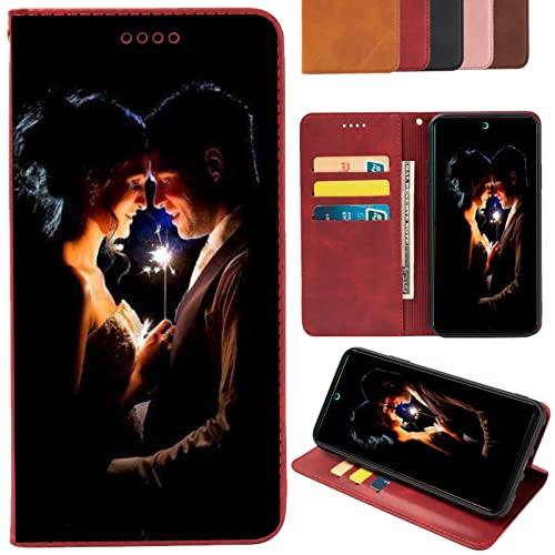CAXKJE Lederhülle für Samsung Galaxy A54 5G Personalisierte Handy Hülle,mit Eigenem Foto Bild Text Individuelle Schutzhülle,Leder Flip Case Schutzhülle Stoßfest Hülle - Red-ZT5 von CAXKJE