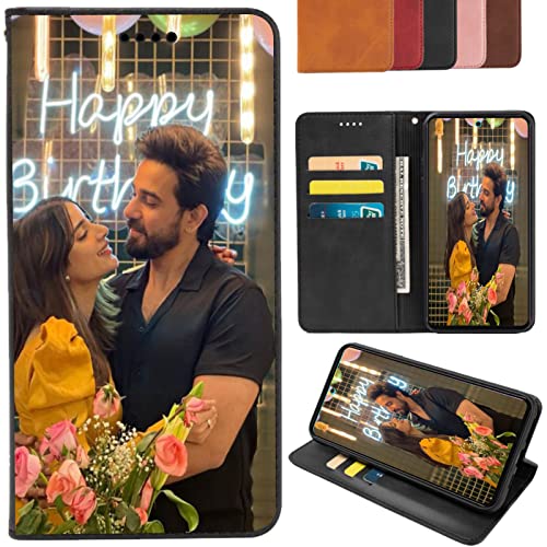 CAXKJE Lederhülle für Samsung Galaxy S23 Ultra Personalisierte Handy Hülle,mit Eigenem Foto Bild Text Individuelle Schutzhülle,Leder Flip Case Schutzhülle Stoßfest Hülle - Black-ZT2 von CAXKJE