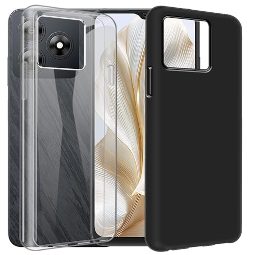 CAXKJE Silikon Hülle für Honor X60 GT (6.70 Zoll),2 Pack Handyhülle TPU Weiche Ultra dünne Schutzhülle,Stoßfest Kratzfest Bumper Case(Transparent + Schwarz) von CAXKJE