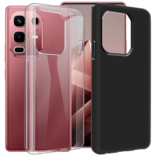 CAXKJE Silikon Hülle für Infinix Note 50 4G (6.78 Zoll),2 Pack Handyhülle TPU Weiche Ultra dünne Schutzhülle,Stoßfest Kratzfest Bumper Case(Transparent + Schwarz) von CAXKJE