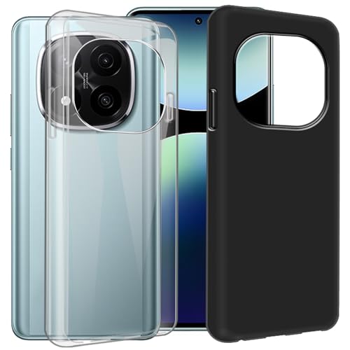 CAXKJE Silikon Hülle für Xiaomi Poco X7 (6.67 Zoll),2 Pack Handyhülle TPU Weiche Ultra dünne Schutzhülle,Stoßfest Kratzfest Bumper Case(Transparent + Schwarz) von CAXKJE