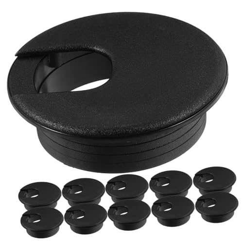 CAXUSD 20 Stücke Desktop Kabel Loch Runde Draht Loch Schwarz Abs 50mm Durchmesser von CAXUSD