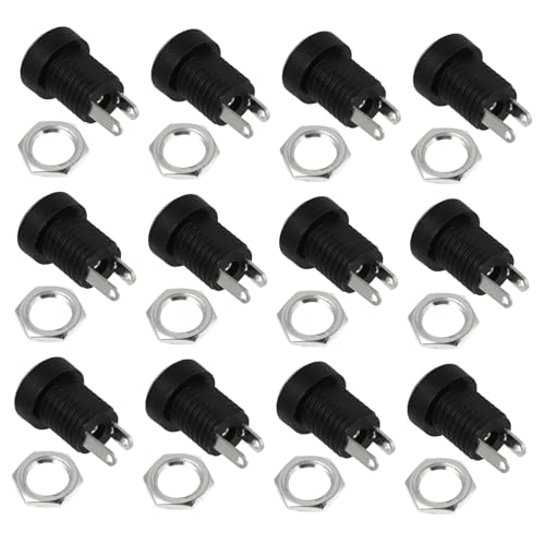 CAXUSD Dc-steckdosensatz 24-teilig Schwarze Buchsen Für Die Plattenmontage 5 5 X 2 1 Mm Universal-adapterbuchsen Für Die Elektronik von CAXUSD