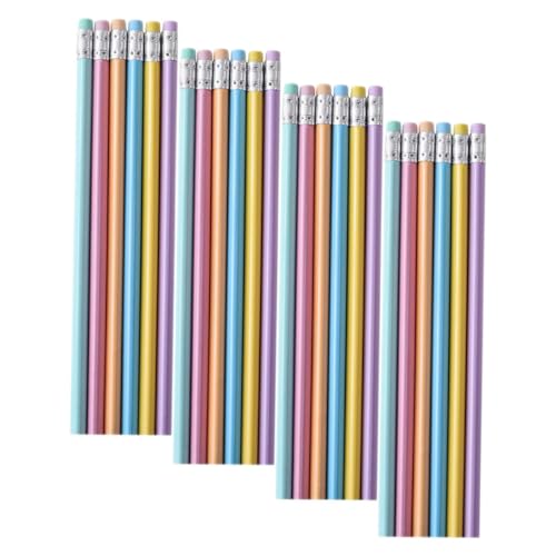 CAXUSD 24 Stück Makkaronstift buntstifte schreibutensilien Holzstift erasable pen bleistifte bunt kurze Bleistifte Bleistift für Zeichenstift Handschreibstifte lange Stifte hölzern von CAXUSD