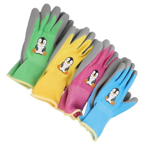 CAXUSD 4 Paare Kinderhandschuhe Arbeitshandschuhe Handschuhe für Kinder schnittfeste Handschuhe Schutzhandschuhe anpflanzen Fäustlinge für Kinder Gartenhandschuhe Grill von CAXUSD