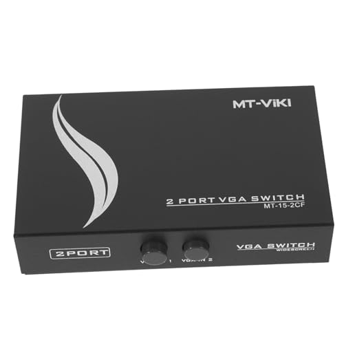 CAXUSD Vga Ausgang Splitter Ports Schwarzer Vga für PC DVD Player Monitor Manuelle Umschaltung Langlebiges Hartmetall Gehäuse Einfache Installation von CAXUSD