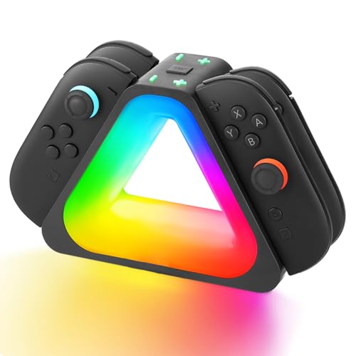 Ladestation kompatibel mit Switch 2 für Joycon- und OLED-Modell, NS2-Ladestation mit 7 RGB-Lichtern, 4-in-1-NS2-Controller-station mit Typ-C-Kabel Ladestation kompatibel mit Switch 2 für Joycon- und OLED-Modell, NS2-Ladestation mit 7 RGB-Lichtern, 4-in-1-NS2-Controller-station mit Typ-C-Kabel von CBDYWVR