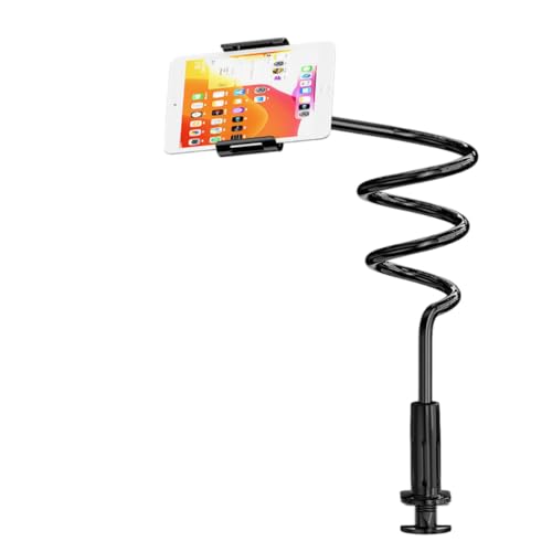 CBLdF Extra Langer Schwanenhals-Handyhalter Für Das Wohnzimmer Im Bett, Flexibler Schwanenhals-Tischständer Mit Langem Arm,Überkopf-Handy-Klemmhalterung Für Bis Zu 7-Zoll-Geräte (Schwarz,135CM) von CBLdF