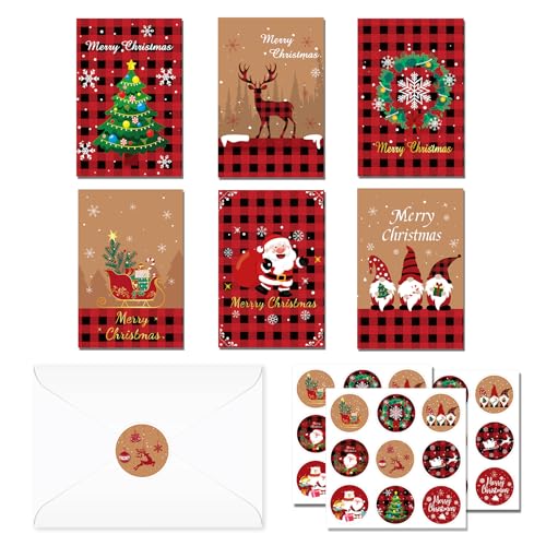 CC HOME Weihnachten Grußkarten mit Umschlägen, 24-teiliges Set von Retro Themed Grußkarten Weihnachtskarten, Faltende Postkarten mit Umschlägen und Aufklebern für Kinder, Familie, Freunde Christmas CC HOME Weihnachten Grußkarten mit Umschlägen, 24-teiliges Set von Retro Themed Grußkarten Weihnachtskarten, Faltende Postkarten mit Umschlägen und Aufklebern für Kinder, Familie, Freunde Christmas von CC HOME