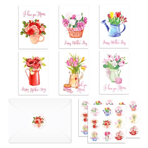 Muttertag Karte mit Umschlag Grußkarten 24 Set Mama Karte zum Geburtstag , Faltende Postkarten mit Umschlägen und Aufklebern 6-Stile,zum Muttertag, Geburtstag Geschenk für die Beste Mutter Grußkarten Muttertag Karte mit Umschlag Grußkarten 24 Set Mama Karte zum Geburtstag , Faltende Postkarten mit Umschlägen und Aufklebern 6-Stile,zum Muttertag, Geburtstag Geschenk für die Beste Mutter Grußkarten von CC HOME