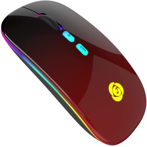 Kabellose Maus, LED-Bluetooth-Maus, leise, kabellose Maus mit 2,4 GHz USB-Empfänger und Typ C, 7 Farben, 3 dpi (800/1200/1600), kompatibel mit iPad/PC/Mac/Windows von CC Store