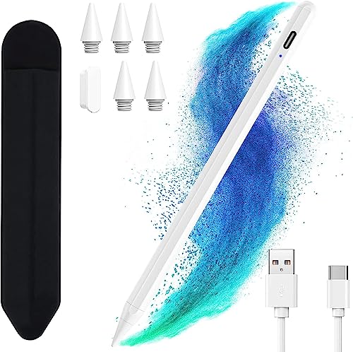 Quick Charge Pen Kompatibel mit Apple iPad 2018-2024,Quick Charge Stylus Pen,Neigungssensitiv & Palm Reject,Kompatibel mit iPad 10/9/8/7/6,iPad Pro 12.9/11/Air 5/4/3/Mini 6/5 (Weiß) von CC Store