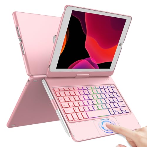 Schutzhülle mit Touchpad-Tastatur für iPad 9. Generation 10,2 Zoll 2021, Multi-Touch-Tasten, Hintergrundbeleuchtung, 360° drehbar, Stifthalter, Schutzhülle mit Trackpad-Tastatur für iPad 10.2 iPad von CC Store