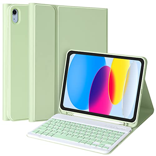 Tastatur Hülle für iPad 10 Gen 2022,Deutsche Bluetooth Tastatur für iPad 10th / 10.9 2022 mit Kabelloser,Automatischer Reaktivierung/Deaktivierung,Unterstützung für Stiftschlitz und Aufladen (Green) von CC Store