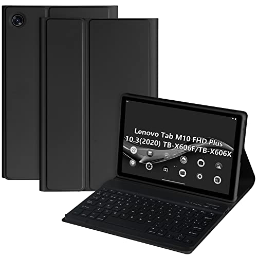 Tastatur für Lenovo Tab M10 FHD Plus 10.3 mit Schutzhülle, Spanische Bluetooth-Tastatur, kabellos, für Lenovo Tab M10 mit abnehmbarer Tastatur, für Lenovo Tab M10 FHD Plus 10,3 Zoll (Schwarz) von CC Store