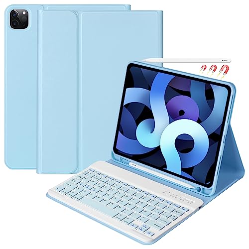 Tastatur für iPad Air 5 2022/Air 4/iPad Pro 11 (3a 2021 2a 2020 1a 2018 Gen) mit spanischer Tastatur Ñ für iPad 10.9 2020, kabellose Bluetooth-Tastatur und Bezüge inkl. Stifthalter von CC Store