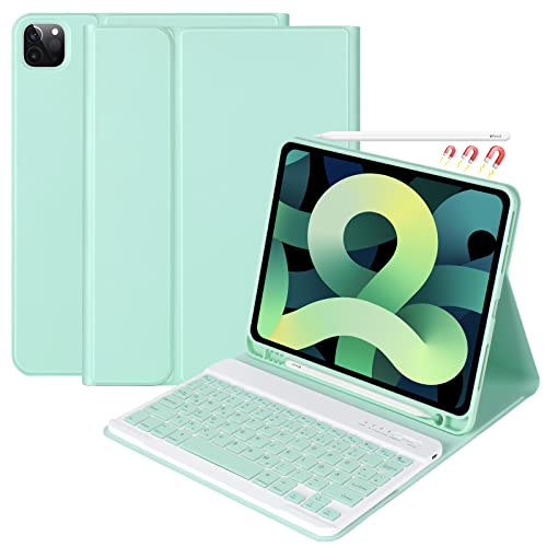 Tastatur für iPad Air 5 2022/Air 4 2020, Hülle für iPad Air 10.9 (4. Generation) 2020/iPad 10.9/iPad Pro 11 2022 mit Kabellose Bluetooth Deutsche Tastatur Abnehmbarer Wireless und Stifthalter (Green) von CC Store