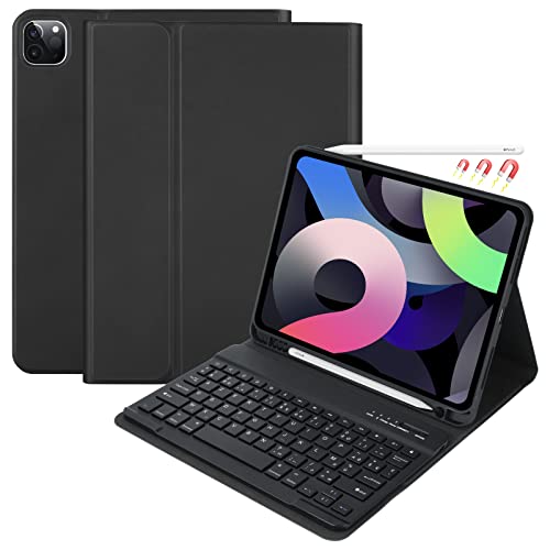 Tastatur für iPad Air 5 2022/Air 4 2020, Schutzhülle für iPad 10.9 2020 mit Tastaturhülle Französisch, für iPad Pro 11 2021/2020/2018, abnehmbare Bluetooth-Tastatur und Hülle mit Nut (schwarz) von CC Store