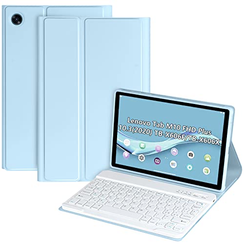 Tastaturhülle für Lenovo Tab M10 FHD Plus 10.3, italienische Tastatur kabellos für Lenovo Tab M10 mit abnehmbarer Tastaturhülle für Lenovo 10.3 Automatisch aufwachen (blau) von CC Store