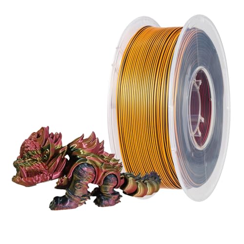 CC3D Seide Dreifarbig Farbe PLA Filament Schwarz/Rot/Gold Filament PLA 3D Drucker Filament 1,75mm 1KG Filament PLA Glänzend Metallisch Filament Seiden PLA Filament Schwarz Rot Gold Metall PLA Tri von CC3D