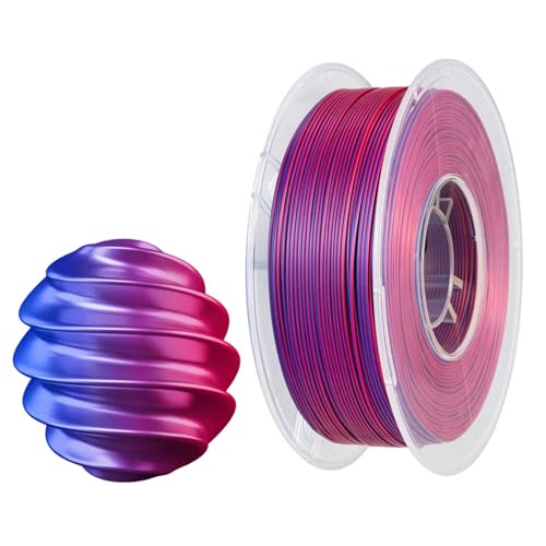 CC3D Seide Zweifarbiges PLA Filament Rose/Blau 1.75mm 1KG 3D Drucker Filament Zwei Farbe PLA Zweifarbig metallische Filament 3D Druck Material Rot Blau Metall PLA von CC3D