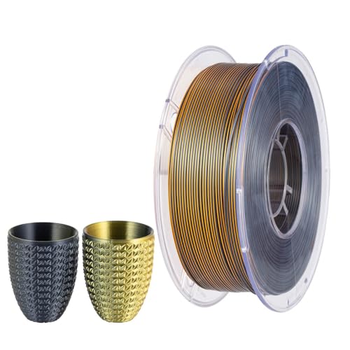 CC3D Silk Dual Color Filament Silk Black/Gold PLA Filament 1.75mm 1kg 3D Printer Filament Two Color Coextrusion Filament PLA Shiny Metallic Filament 3D Printing Material Black Gold PLA 2-in-1 von CC3D