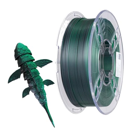 CC3D Silk Dual Color Filament Silk Black/Green PLA Filament 1.75mm 1KG 3D Printer Filament Two Color Coextrusion Filament PLA Shiny Metallic Filament 3D Printing Material Black Green PLA 2 in 1 von CC3D