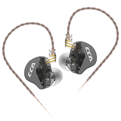 CCA CRA In-Ear-Kopfhörer, ultradünne Membran dynamischer Treiber, IEM, klarer Klang und tiefer Bass, kabelgebundene Ohrhörer mit verhedderungsfreiem, abnehmbarem Kabel, schwarz, kein Mikrofon von CCA