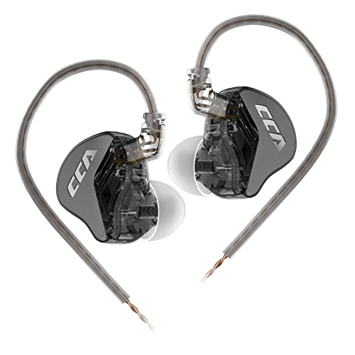 CCA CRA Kabelgebundene Kopfhörer, 3,8 μ, ultradünne Membran, dynamischer Treiber, IEM-In-Ear-Monitor, tiefer Bass, HiFi-Kopfhörer mit abnehmbarem 2-poligem OFC-Kabel (schwarz, kein Mikrofon) von CCA