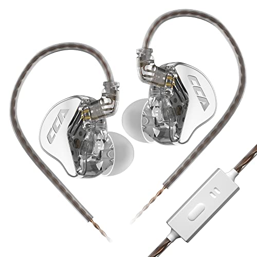 CCA CRA Ultradünne Membran Dynamic Driver IEM Kopfhörer, Musik Bass In-Ear-Monitor Kabelgebundene Kopfhörer mit Mikrofon, abnehmbares 2-poliges OFC-Kabel, Geschenk für audiophile Sänger (CRA Weiß, mit von CCA
