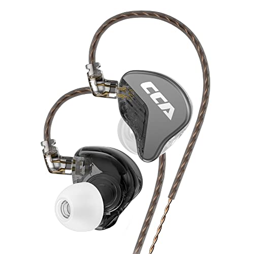 CCA CRA im Ohrmonitor 10 mm Zwerchfell mit 2Pin abnehmbarem Kabel Design, Clear Sound & Deep Bass Wired Ohrhirte IEM mit 3,5 -mm -Buchse (schwarz, ohne Mikrofon) von CCA