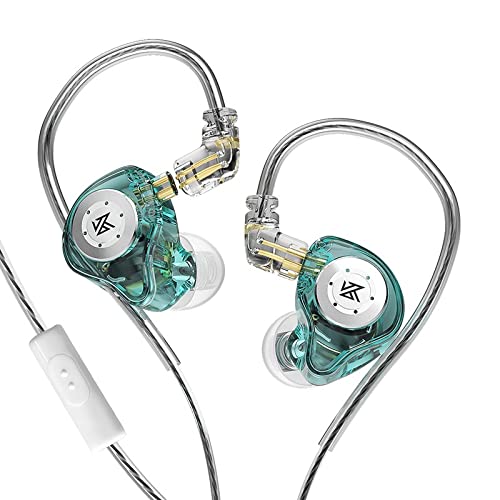 CCA KZ EDX Pro In-Ear-Monitor-Kopfhörer kabelgebunden, IEM-Kopfhörer Dual DD HiFi-Stereo-Sound Kopfhörer Noise Cancelling Ohrhörer-Cyan mit Mikrofon von CCA