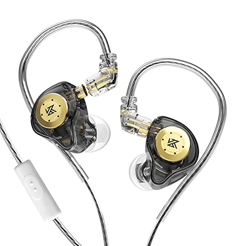 CCA KZ EDX Pro In-Ear-Monitor-Kopfhörer kabelgebunden, IEM-Kopfhörer Dual DD HiFi-Stereo-Sound Kopfhörer Noise Cancelling Ohrhörer-Schwarz mit Mikrofon von CCA