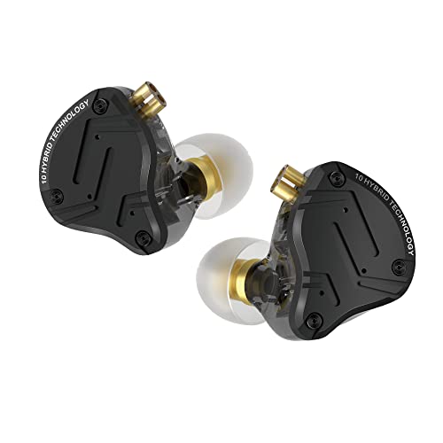 CCA KZ ZS10 PRO X In Ear Monitore Upgrade Version 4BA+1DD 5 Treiber IEM Kopfhörer HiFi Metall kabelgebundene Ohrhörer (Kein Mikrofon, schwarz) von CCA