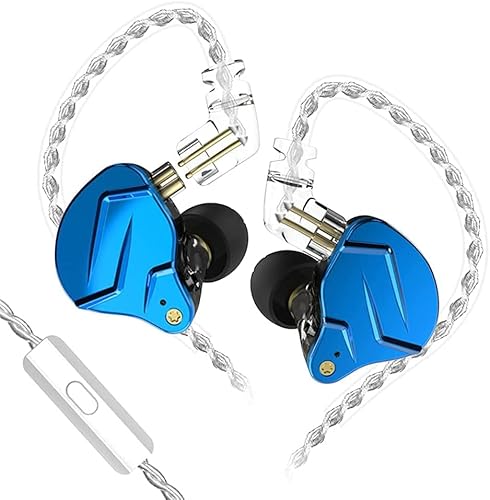 CCA KZ ZSN Pro X In Ear Kopfhörer 1BA 1DD Stereo Earbuds Kopfhörer HiFi Sport Gaming 3.5 mm Wagenheber Kopfhörer Komfort Verschleiß für Telefon Computer Tablet-Blue Mit Mikrofon von CCA