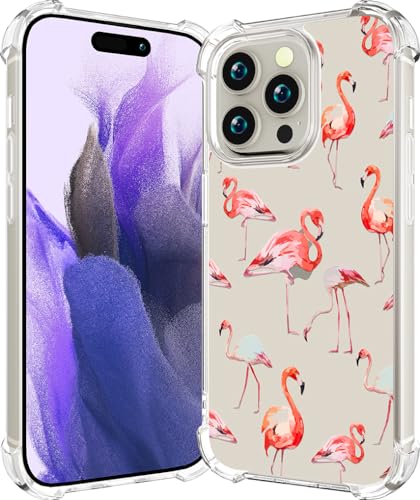 CCFUNCASE Kompatibel mit iPhone 15 Pro Max Hülle, niedlich, transparent für Frauen – robuste Handy-Funda-Schutzhülle, Schutzhülle für Para Promax (Flamingo-Tier) von CCFUNCASE